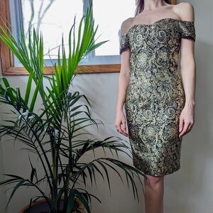 1990s Metallic Brocade Cocktail Dress